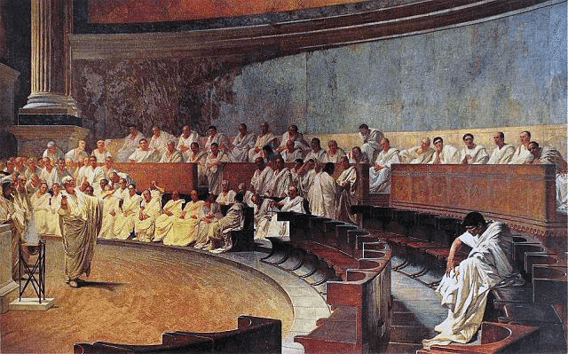 Roman History - Cicero Denounces Catiline: Cesare Maccari (1889)